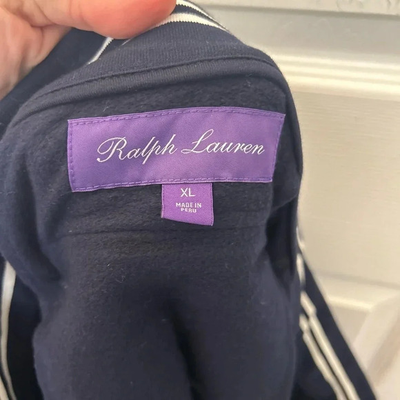 ! Ralph Lauren Purple Label Striped Navy Blue Tapered Fleece Jogger Sweatp… - Picture 4 of 6